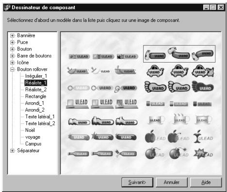 ULEAD PHOTOIMPACT XL - Pour créer un bouton rollover avec le Dessinateur de composants : - 2