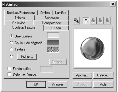 ULEAD PHOTOIMPACT XL - La boîte de dialogue Matériau - 1