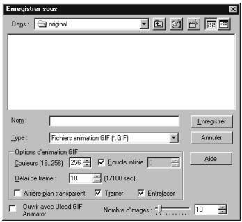 ULEAD PHOTOIMPACT XL - Options d'enregistrement d'animation GIF - 1