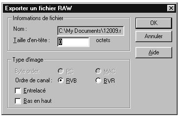 ULEAD PHOTOIMPACT XL - Pour exporter des données RAW : - 1