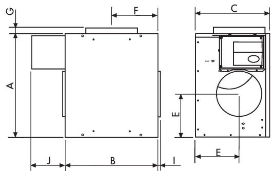 UNELVENT CAISSON EXTRACTION CACB-N ECOWATT - Dimensions (mm) - 1