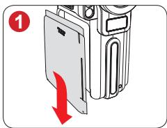 AIPTEK POCKET DV C600 - Retrait du compartiment pile. - 1