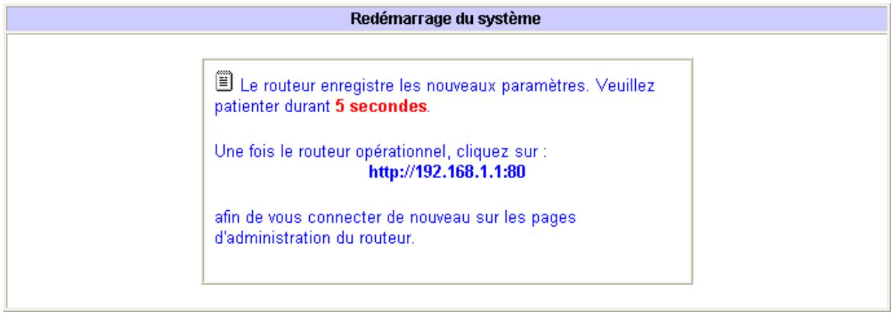 BEWAN VPN BOOSTER 32I - Redémarrage du routeur - 2