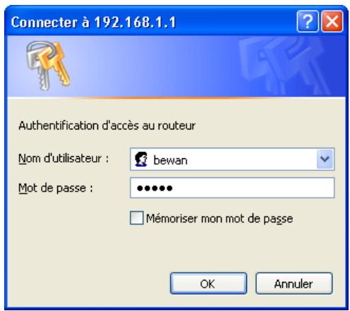 BEWAN VPN BOOSTER 32I - Identification lors de la première configuration - 1