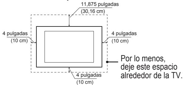 11,875 pulgadas (30,16 cm) 4 pulgadas (10 cm) 4 pulgadas (10 cm) Por lo menos, deje este espacio alrededor de la TV.