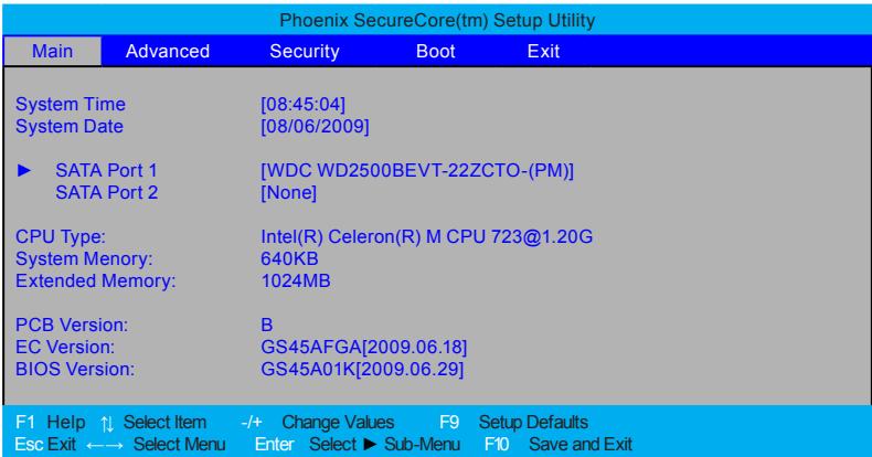 VIEWSONIC VNB131 - Menu principal - 1