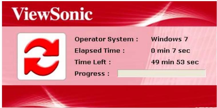 ViewSonic Operator System : Windows 7 Elapsed Time : 0 min 7 sec Time Left : 49 min 53 sec Progress :