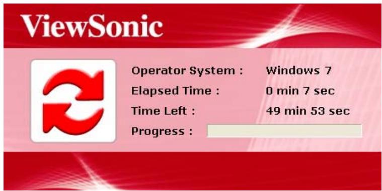 ViewSonic Operator System : Windows 7 Elapsed Time : 0 min 7 sec Time Left : 49 min 53 sec Progress :