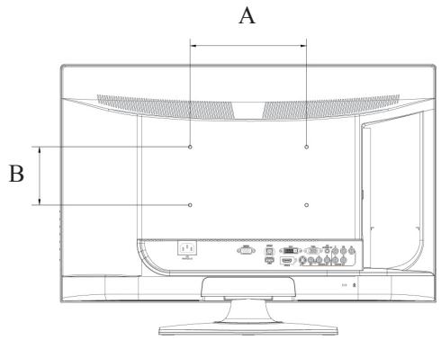 VIEWSONIC VT2755LED - Caractéristiques techniques de l'ensemble de montage mural (VESA) - 1