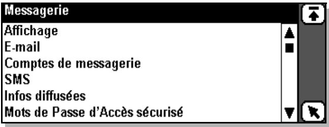 ERICSSON R380S - Pour changer les paramètres de Messagingerie : - 1