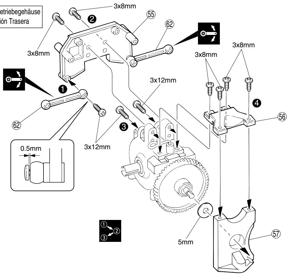 KYOSHO PURETEN GP ALPHA 3 4WD - リヤギヤボックス/Rear Gearbox/Hintere Getriebegehäuse Carter de différentiel arrête/Caja de transmisión Trasera - 5