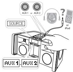 ALTEC LANSING IMT800 - Écouter un iPhone, iPod, iPod non inséré ou autre apparéil supplémentaire - 1