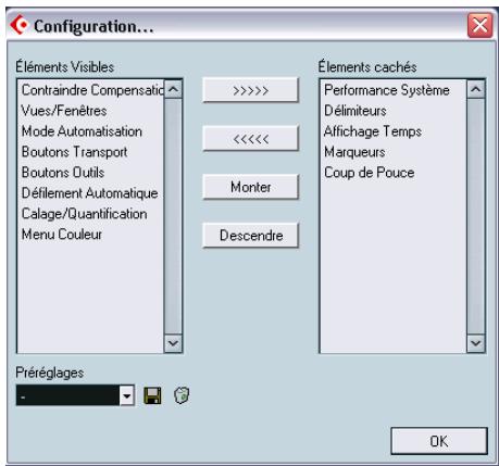 STEINBERG CUBASE SX - Le dialogue des configurations des barres d'outils - 1