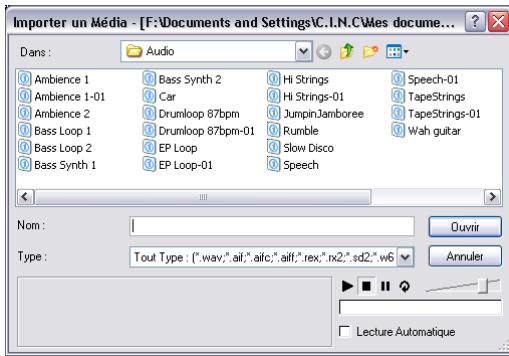 STEINBERG CUBASE SX - Importer un média... - 2