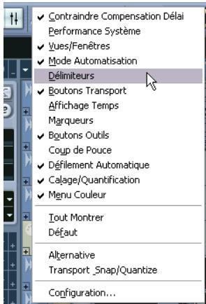 STEINBERG CUBASE SX - Choisir les éléments à afficher/cacher - 1