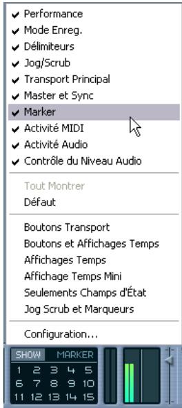STEINBERG CUBASE SX - Choisir les éléments à afficher/masquer - 1
