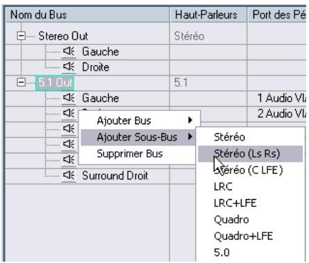 STEINBERG CUBASE SX - Sélectionnez le bus surround dans la liste et faites un clic droit (win) ou un [ctrl]-clic (mac) dessus. - 1