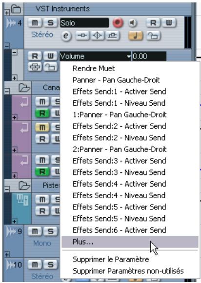 STEINBERG CUBASE SX - Assigner un paramètre à une sous-piste d'automatisation - 1
