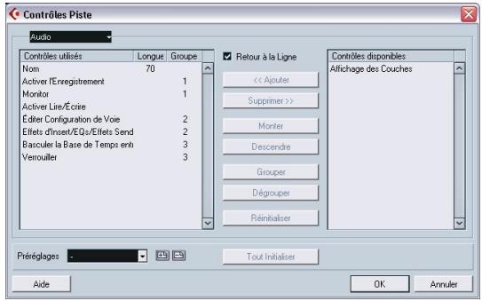 STEINBERG CUBASE SX - Ouvrir le dialogue "contrôles piste - 2