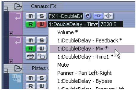 STEINBERG CUBASE SX - Assigner un paramètre automatisé à une sous-piste d'automatisation - 1