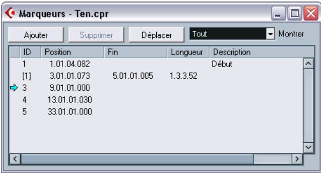 STEINBERG CUBASE SX - La fenêtre marqueurs - 1