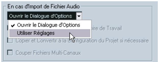 STEINBERG CUBASE SX - Options d'importation de fichiers audio - 1