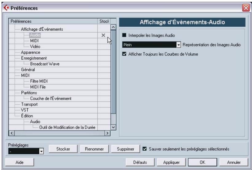 STEINBERG CUBASE SX - Sauvegarde partielle des réglages de préférences - 1