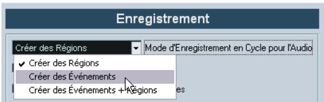 STEINBERG CUBASE SX - Mode "créer des événements" (préférences) - 1