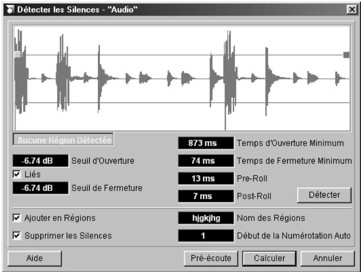 STEINBERG NUENDO - Sélectionnez "décteter les silences" depuis le menu audio. - 1