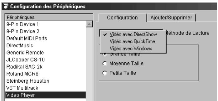 STEINBERG NUENDO - Sélection d'un moteur de lecture vidéo - 1