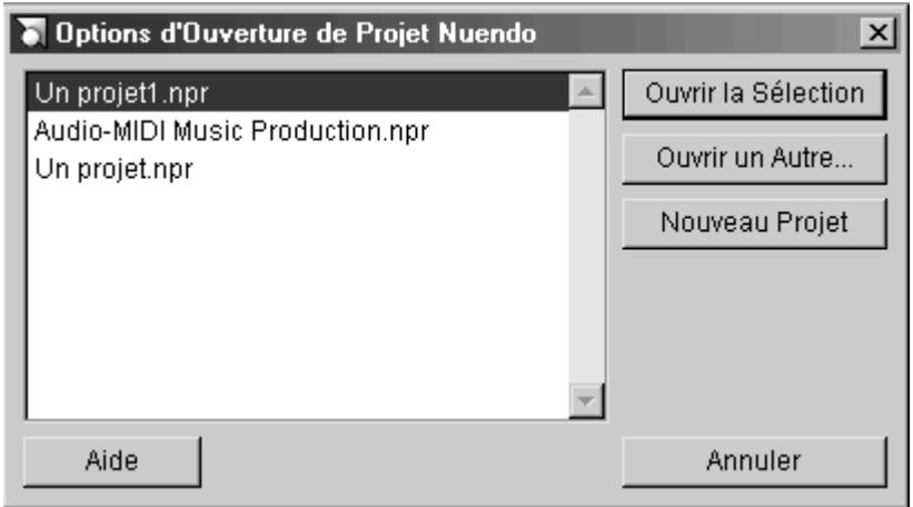 STEINBERG NUENDO - Le dialogue option d'ouverture de projets nuendo - 1