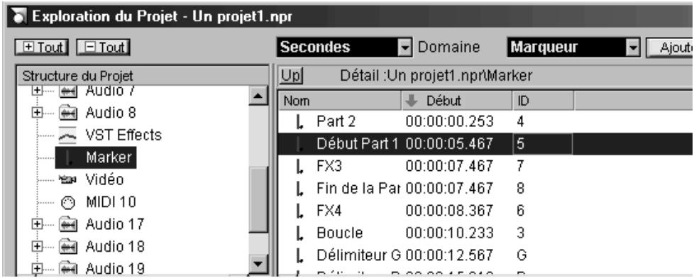 STEINBERG NUENDO - Édition des marqueurs dans l'explorateur de projet - 1