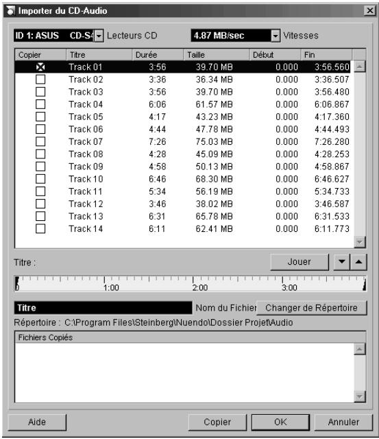 STEINBERG NUENDO - Importer des plages de CD audio - 1