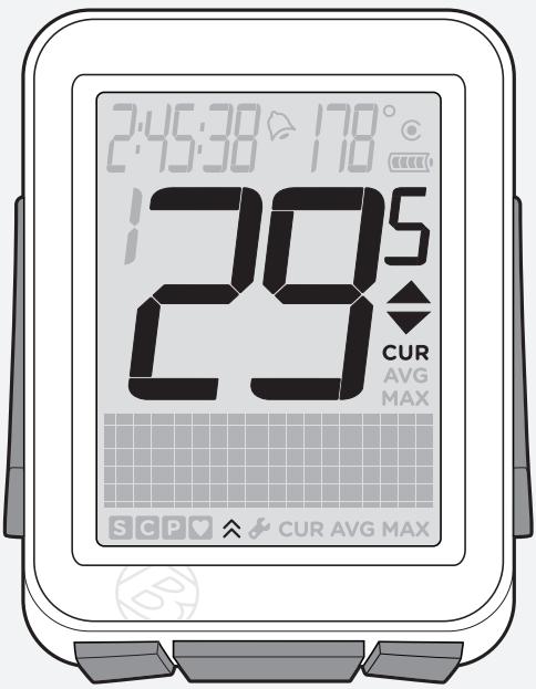 BONTRAGER NODE 1 - Visualisation de la vitesse actuelle (CUR), moyenne (AVG) et maximum (MAX) - 1