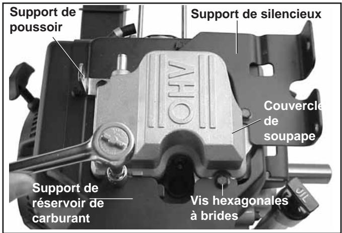 Support de poussoir Support de silencieux Couvercle de soupape Support de réservoir de carburant Vis hexagonales à brides