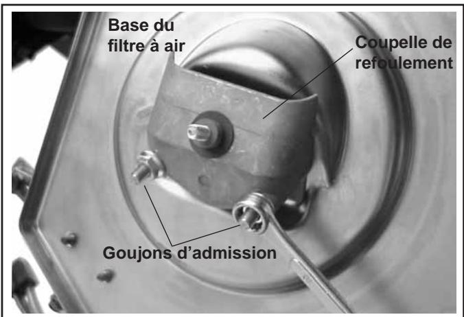 Base du filtre à air Coupelle de refoulement Goujons d'admission