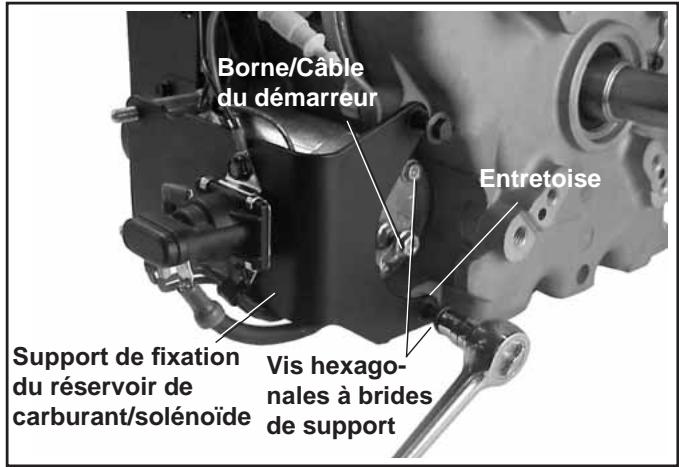 Borne/Câble du démarreur Entretoise Support de fixation du réservoir de carburant/solénoïde Vis hexago- nales à brides de support