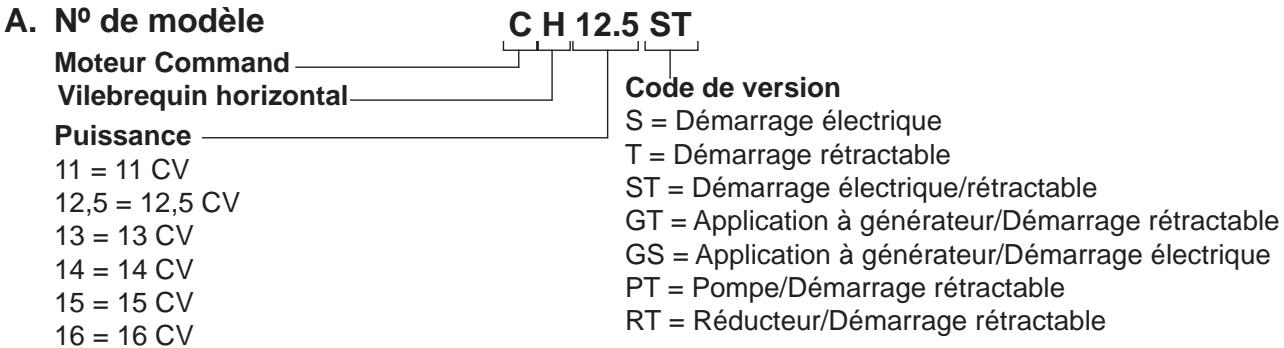 KOHLER CH11 - Numéros d'identification des moteurs - 2