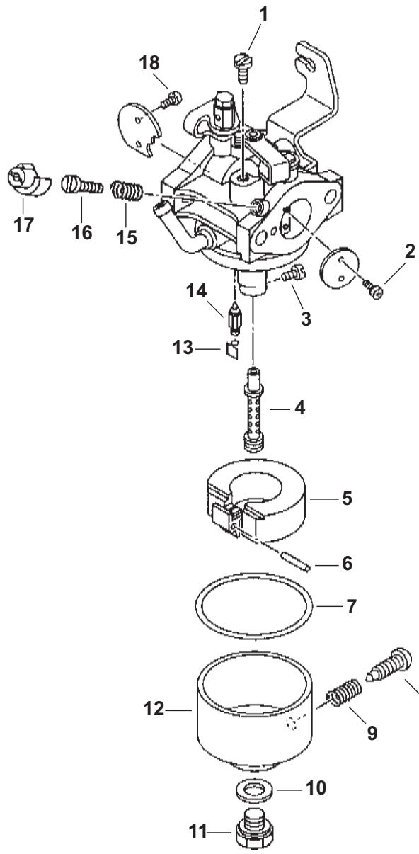 KOHLER CS6 - Réglage du carburant et du ralenti - 1