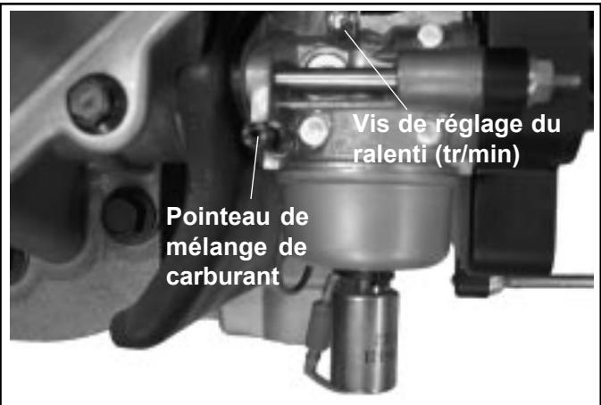 Vis de réglage du ralenti (tr/min) Pointeau de mélange de carburant