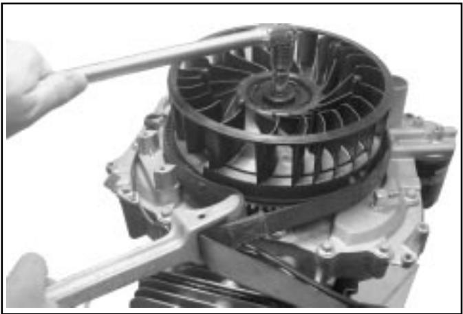KOHLER SV470 - Dépose de la grille de protection contre l'herbe, du ventilateur et du volant - 2