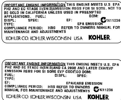 KOHLER XTR-7 - Numéros d'identification du moteur - 1