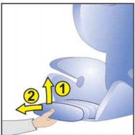 KIDDY COMFORT PRO - Instellen van de lengte van het zitvlak (bovenbeensteun) - 1
