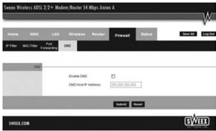 SWEEX MO201 - L'ouverture de ports dans le modem (Port Forwarding et DMZ) - 2