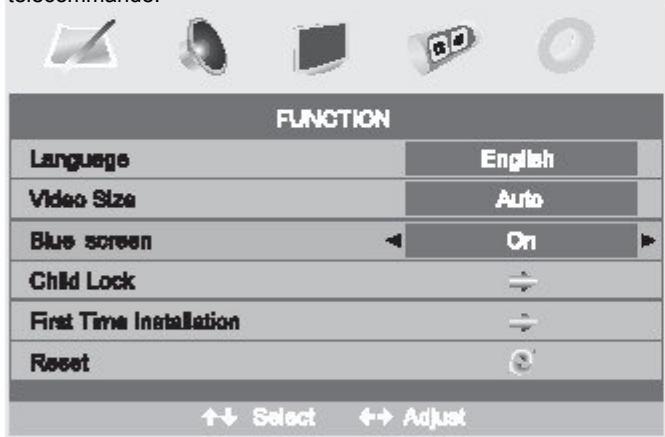 SWEEX TV024 - Options du menu de fonction - 1