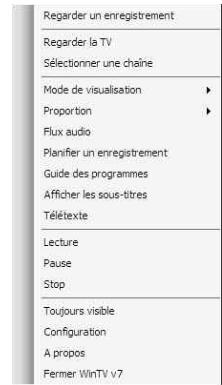 HAUPPAGE HVR-1900 - Le menu contextual - 1