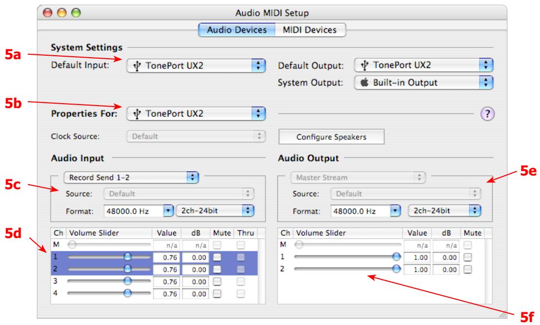 LINE 6 GEARBOX 3.5 - Fenêtre de configuration Audio-MIDI de Mac OS X® - 1