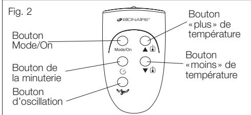 BIONAIRE BCH6151 - Instructions pour la télécommande - 1