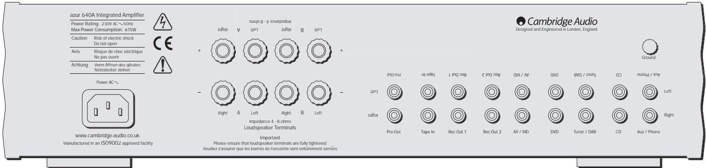 CAMBRIDGE AUDIO AZUR 640A - CONEXIONES DEL PANEL TRASERO - 1