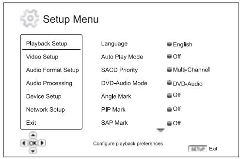 CAMBRIDGE AUDIO AZUR 650BD - Utiliser le système du menu de configuration - 2